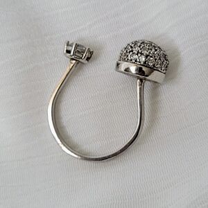 Elegant Dyadema 925 Silver Cz Open Circle Ring Adjustable